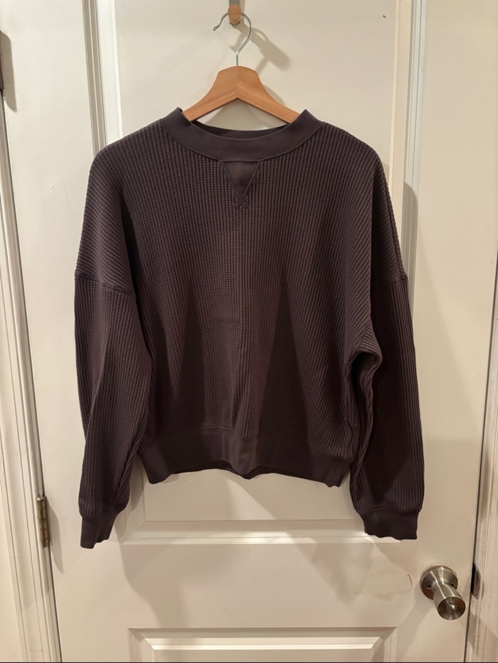 Gap Grey Crew Neck Waffle Long Sleeve Top S